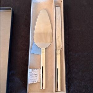 Waterford Lismore Diamond Silver Cake Knife and Server Set NIB